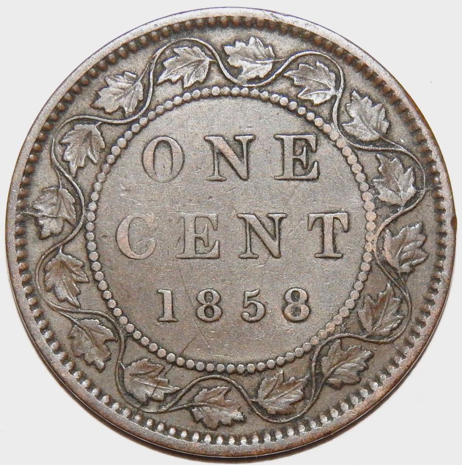 Canada-1c-1858---Full-Vine-Variety-AU-58